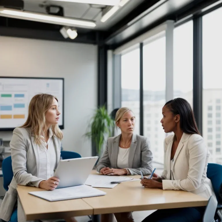 Sessão de coaching executivo em sala de reunião